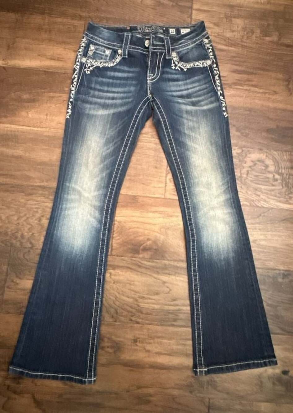 Miss Me JEB0628R Signature Rise Bootcut Embellished Jeans